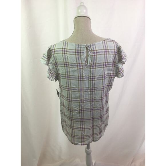 A.n.a Ruffle short sleeve tee plaid XL - Picture 7 of 12